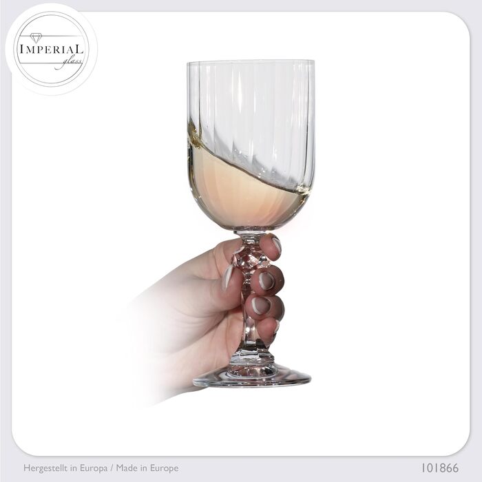 Набір келихів для білого вина 'Прага' 320мл, 6 шт. з кристалічного скла, Vintage, стійкі до миття в посудомийній машині