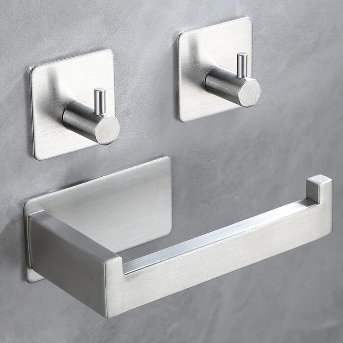 Тримач туалетного паперу YIGII без свердління, нержавіюча сталь, щітка, самоклеючий, для ванної кімнати та кухні