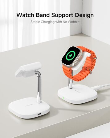 Зарядний пристрій для Apple Watch SwanScout 505A (Чорний): Підтримка всіх моделей (Ultra 3, SE 3, 11, 10, 9, 8, 7, 6, 5, 4, 3, 2, SE 2), Бездротова зарядка 5W, Регульований кут