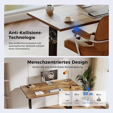 Регульований стіл Agilestic з підйомною механікою: електричний, з пам'яттю, ергономічний, для роботи, 120x60 см, білий (коричневий)