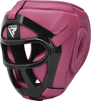 RDX Leather Head Guard - Boxing, Muay Thai, Kickboxing, Taekwondo - Face & Nose Protection - Training Sparring Headgear (XL, Pink)