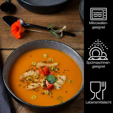 Набір супових тарілок Moritz & Moritz VIDA (6 шт) Anthracite - порцеляна, для посудомийної машини та мікрохвильової печі