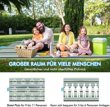 Плед для пікніка Muyans 200x300 см, XXL, водонепроникний, складний, з ручкою для саду, пляжу, кемпінгу