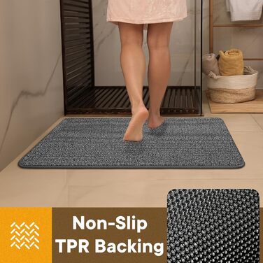 При entryway килимок Mibao 50x80 см, вологопоглинаючий антиковзаючий килим для вхідних дверей, світло-сірий