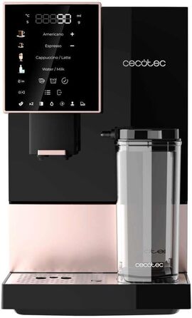 Автоматична кавомашина Cecotec Cremmaet Compactccino Black Rose, 19 Бар, з контейнером для молока, термоблоком, 5 рівнями помелу, резервуаром для кави 150 г