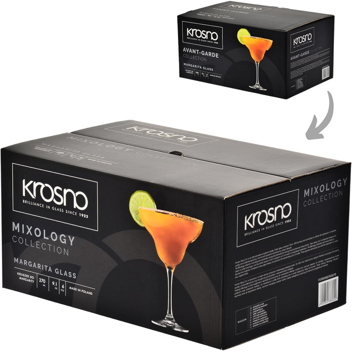 Krosno Margarita Glasses | Set of 6 | 270 ML | MIXOLOGY Collection | Perfect for Home, Restaurants, and Parties | Dishwasher Safe
