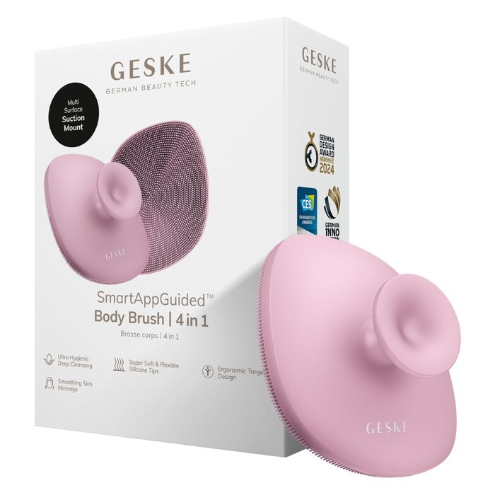 Силіконова щітка для тіла GESKE Body Brush 4 в 1 для глибокого очищення та масажу, ергономічний дизайн, рожева
