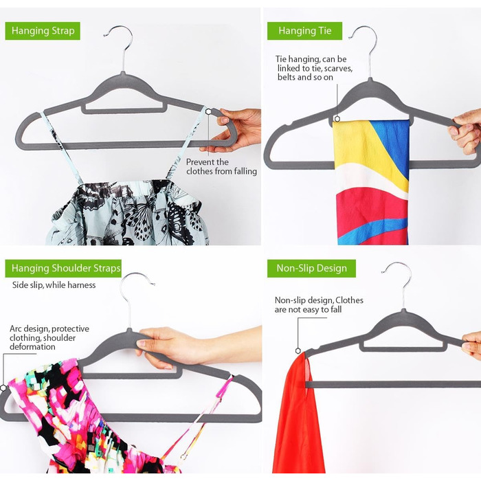 Yaheetech Clothes Hangers 100 Pack Hangers Suit Hangers Velvet Wardrobe Hangers Non-Slip Jacket Hangers Space-Saving with Bar