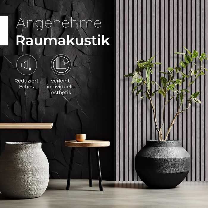 Акустичні панелі з натурального дерева (набір 4 шт) 120x60x2.1 см, шпон груші та чорний акустичний фліс, 3D стінні панелі для шумоізоляції та декору інтер'єру