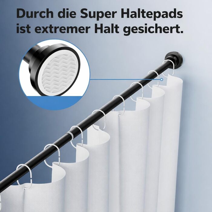 Розсувна штанга для карнизів Onpira® без свердління – телескопічна штанга в 5 розмірах (40–240 см) та 3 кольорах – універсальна телескопічна штанга для вікон та штор, біла або чорна (95-150 см, чорна)