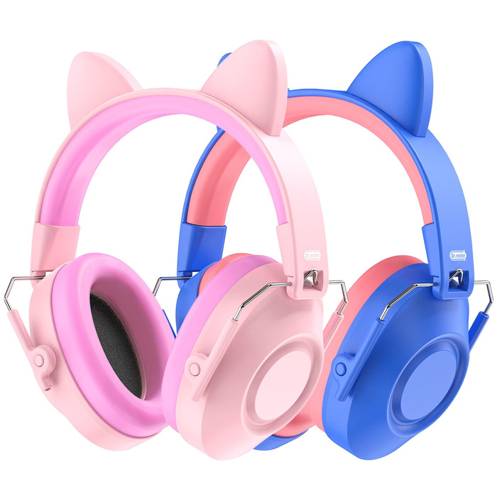 Навушники захисні дитячі Dr.meter SNR 32dB від шуму, блакитні та рожеві (2 шт.) - для аутистів, концертів, авіашоу