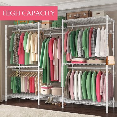 Металевий стійка для одягу з гачками, до 376 кг, 187 x 44 x 194 см, білий