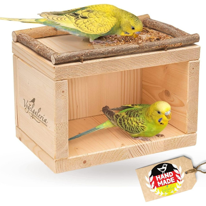 Vogelgaleria® Sweet Birdhouse, Wooden Sleep House for Bird Cages or Aviaries | Loved as a Sleeping Place and Shelter for Budgies, Cockatiels, and Lovebirds | Bird Cage Accessories Birdhouse
