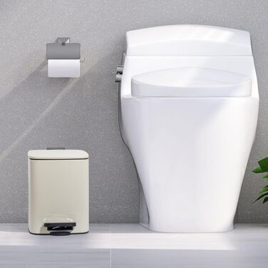 Смітник для ванної кімнати GREELUE 6л з кришкою Soft Close, металевий педальний кошик для WC та спальні, бежевий (24 x 19,5 x 25 см)