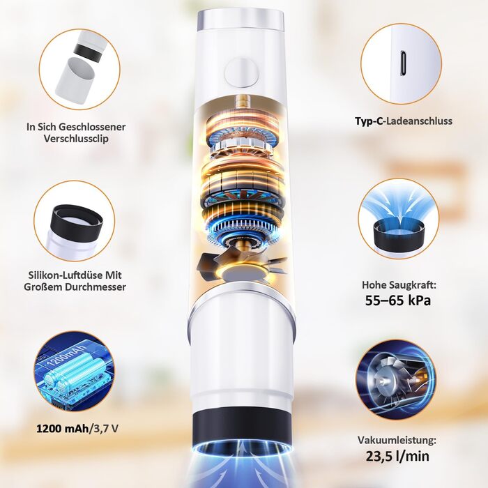 Вакуумний пакувальник FNITAER: компактний апарат для швидкої вакуумної упаковки продуктів, комплект з 20 великих пакетів