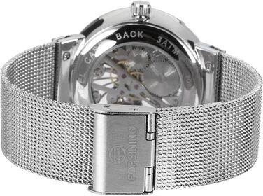 Годинник чоловічий FORSINING Механічний, ультратонкий, з браслетом з нержавіючої сталі, скелетонний, аналоговий (Бежевий)