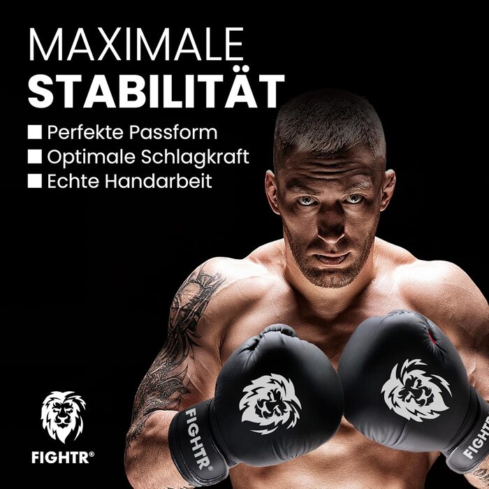 Боксерські рукавички FIGHTR® - Максимальний захист та стабільність | Для боксу, ММА, муай-тай та кікбоксингу | Розміри 8-16 oz, з чохлом (12 oz, Чорний / Червоний)