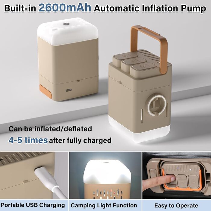 Автоматичний надувний матрац для заднього сидіння авто Coverado - сірий, універсальний, з вбудованим насосом та подушками