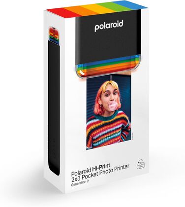 Polaroid Hi-Print 2-ге покоління - Bluetooth-принтер для фотографій 2x3 дюймів (Dye-Sub) - Чорний (тільки принтер)