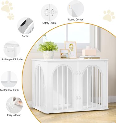 Сучасна переносна собача будка-стіл Hzuaneri DFC85101B, 80x56x61 см, 3 двері, для дому