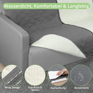 Водонепроникний килимок для собак TAIKURA, антиковзаючий килимок для тварин, міцний килимок для котів, багаторазовий. Захист для дивану, ліжка, автокрісла. Можна прати в пральній машині (темно-сірий, 76 x 190 см)