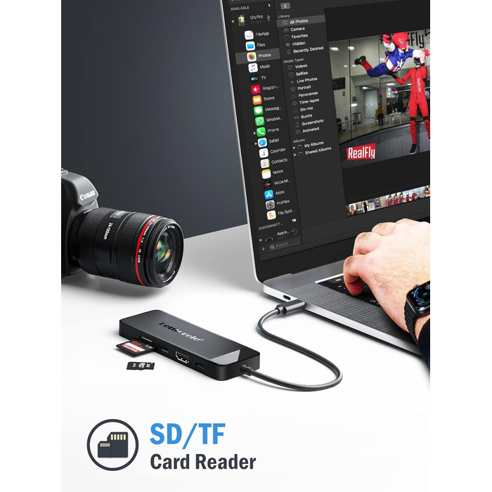 Lemorele USB-C док-станція: хаб з 2 HDMI, 3 USB 3.0/2.0, PD 100W для Windows, MacBook, Dell, HP, Surface (4K)