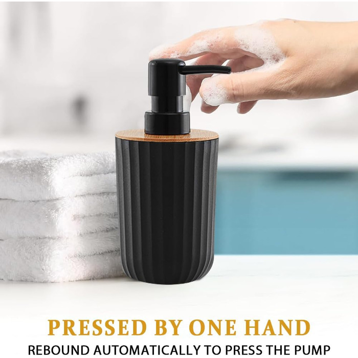 Чорний набір аксесуарів для ванної кімнати (5 шт.): мильниця, стакан, дозатор мила, тримач для зубних щіток, пластик