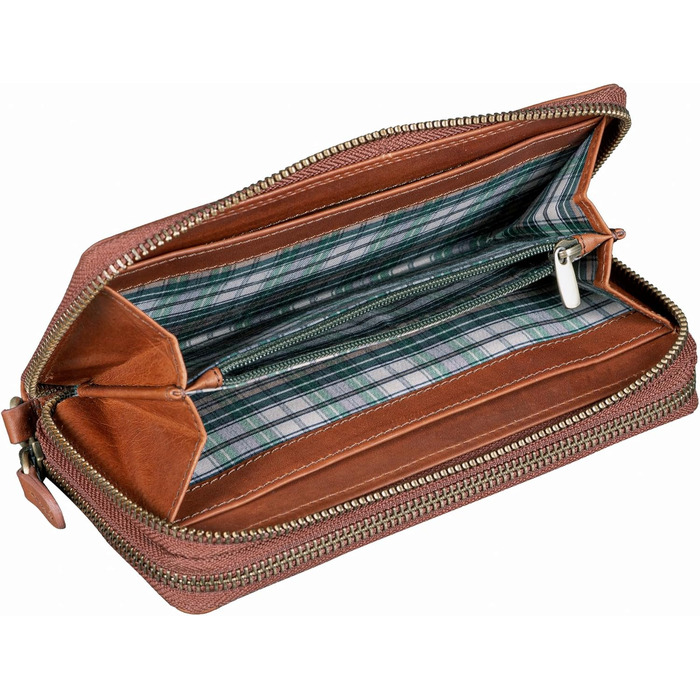 Benthill Large Wallet, Genuine Leather | Wallet with RFID Protection | Zipper Wallet with Many Card Slots including Gift Box, Color: Brown