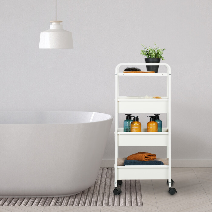 Relaxdays rolling cart with 3 tiers and a storage shelf