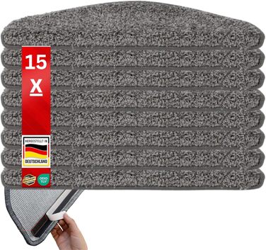 Сходинкові килимки ETM Barcelona: набір 15 шт. (сірий, напівкруглий, 65 x 23,5 см)