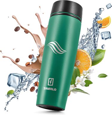 Термокружка Tavialo 460 мл, нержавіюча сталь, пудрово-рожевий колір, для подорожей, з ізоляцією, з напиленням (смарагдово-зелений)