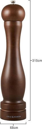 Мельниця для перцю Cole & Mason Forest Capstan, темне дерево, 300 мм, Precision+, 1 шт.