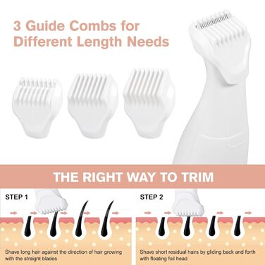 Електричний жіночий тример Carehabi 5-в-1 для тіла, обличчя та бікіні. Вологостійкий (IPX7) з USB-станцією.