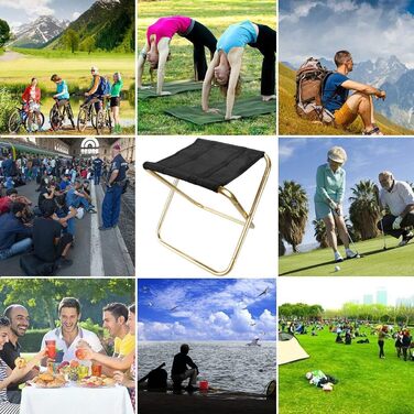 Foldable Small Portable Folding Stool, Mini Outdoor Camping Folding Chairs, Lightweight Folding Camping Stool for Camping, Fishing, Picnic, Travel and Hiking (10x11.8x12.4 inches, Black)
