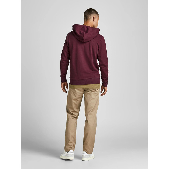 Чоловіча однотонна толстовка з капюшоном Jack & Jones, колір Port Royale (червоний), розмір 3XL