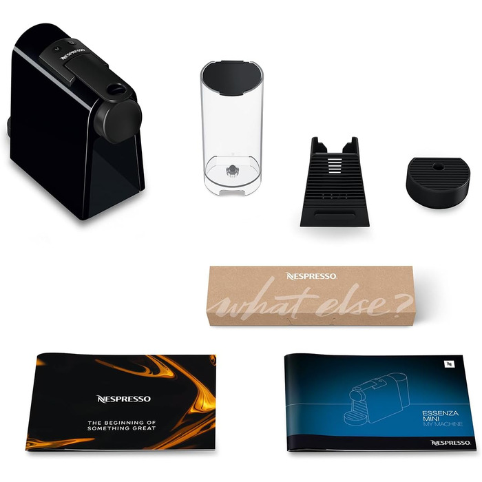 Кавова машина капсульна Nespresso De'Longhi EN 85.B Essenza Mini, 19 бар, 1370 Вт, 0.6 л, компактна, чорна, без спінювача молока, Welcome Set з капсулами різних смаків