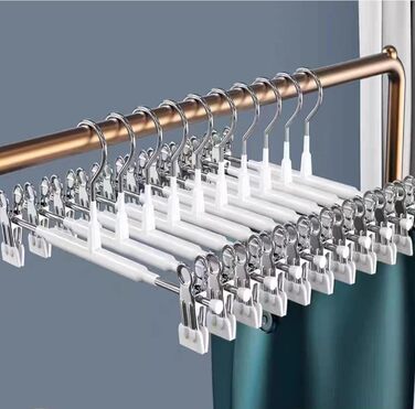 10 металевих кріпильних вішалок для штанів, шкарпеток та спідниць, 30 см, антиковзаючі, хромовані, міцні, компактні, чорні (10 шт.)