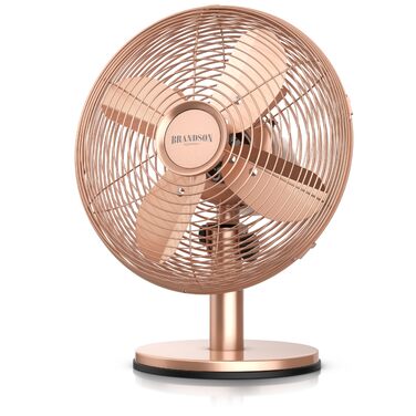 Настільний вентилятор Brandson з мідним дизайном: 3 швидкості, осциляція 80°, нахил 40°, металевий корпус (E: Рожевий)