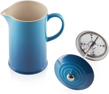 Френч-прес Le Creuset 1 л, керамічний, синій Marseille, з нержавіючим пресом