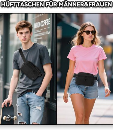 Гірчатка поясна 2L Mokze для чоловіків та жінок - стильна поясна сумка з регульованим ремінком, водонепроникна, для бігу, їзди на велосипеді, подорожей, темно-синій (чорний)