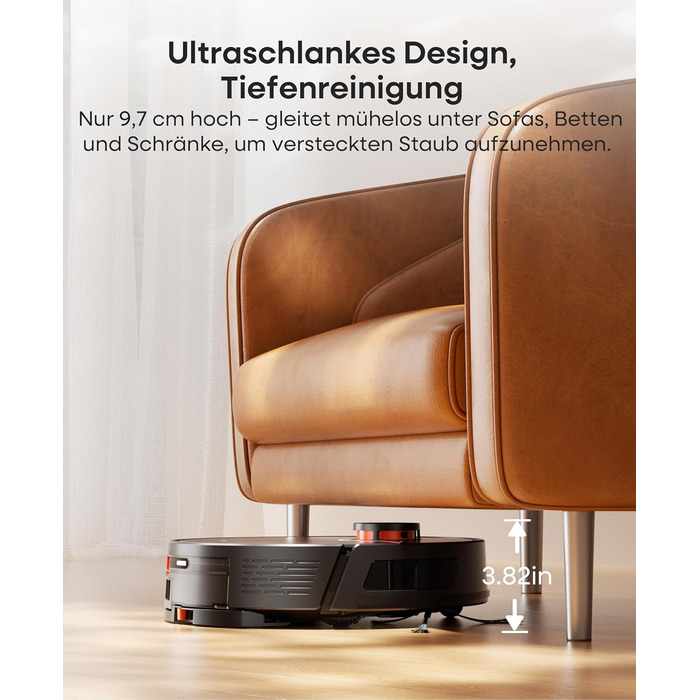 Робот-пилосос з функцією миття 7000Pa, з базою самостійної очистки 3.5L, час роботи 180 хв, LiDAR навігація, для прибирання шерсті тварин, килимів та твердих підлог, керування через додаток, чорний