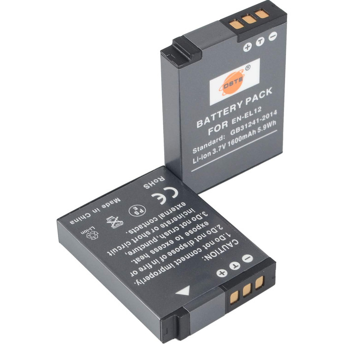 Акумулятор EN-EL12 (1600mAh, 3.7V) та зарядний пристрій сумісний з Nikon Coolpix P340, S800c, S1000pj, S1100pj, S1200pj, S6150, S6200, S6300, S9100, S9200, S9300, S9400, S9500, S9600, AW100, AW110s, AW120s