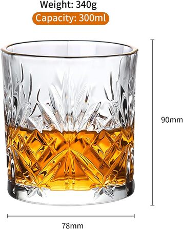 Набір склянок для віскі SuproBarware 6 шт. 30cl/300ml - класичні склянки Old Fashioned для бурбону, коктейлів. Подарунок для чоловіків, на День батька