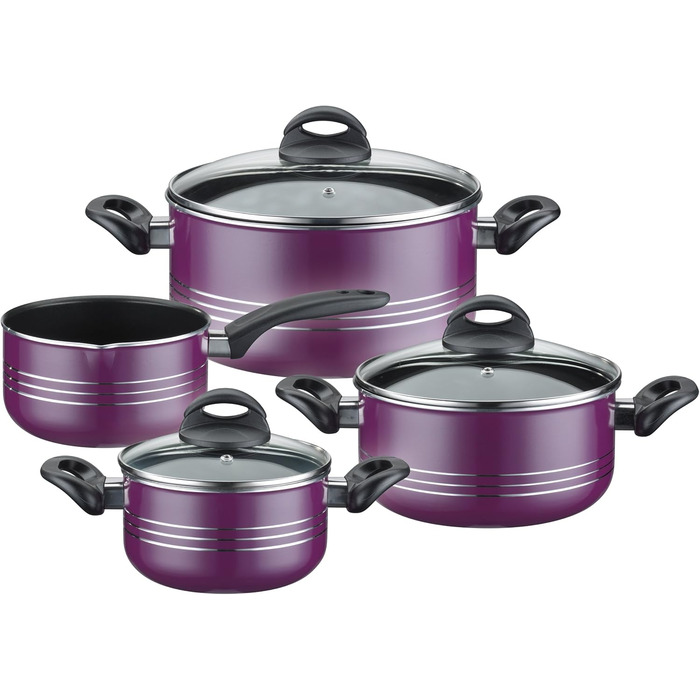 GSW 800402 Milan Pot Set 4-piece lilac, Aluminum, 24 cm, 7-piece, 38 x 25.5 x 14 cm