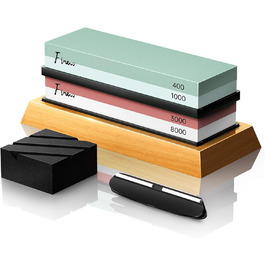 Набір точильних каменів Schleifstein: 400/1000/3000/8000, для заточування ножів, з підставкою, знімач задирок, шкіра для полірування