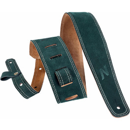 Гітарний ремінь Nefelibata з повного зерна шкіри, 2,5 см, з підкладкою з піни та петлею для кабелю, для акустичної, бас та електрогітари (темно-зелений)