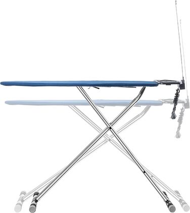 КADAX Розкладне прасувальне прізвисько 120x42 см з алюмінію з підставкою для праски та тримачем для кабелю, регульована висота, з розеткою (Темно-синій)