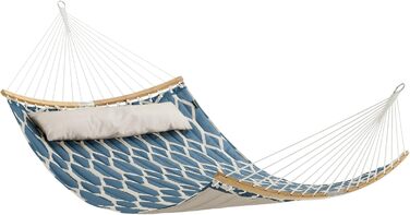 Гамак SONGMICS з підкладкою та подушкою, 200x140 см, бамбукові дуги, до 225 кг, сірі та бежеві ромби
