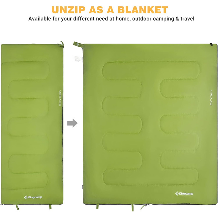 KingCamp 3-Season Sleeping Bag - Lightweight, Water-Resistant & Warm for Adults & Kids - Camping & Outdoor