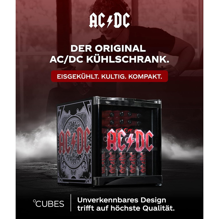 Міні-холодильник AC/DC CUBES 48 л з скляними дверцятами та змінним напрямком відкривання | Тихий та енергоефективний (39 дБ) | Ідеально підходить для бару, офісу та геймінгу | Культовий дизайн для шанувальників року